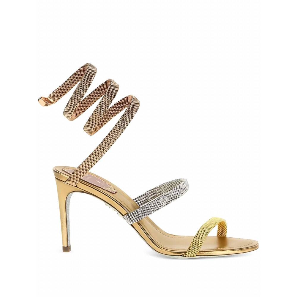 NEW RENE CAOVILLA women's cleo tri-tone sandals in gold - Picture 4 of 5